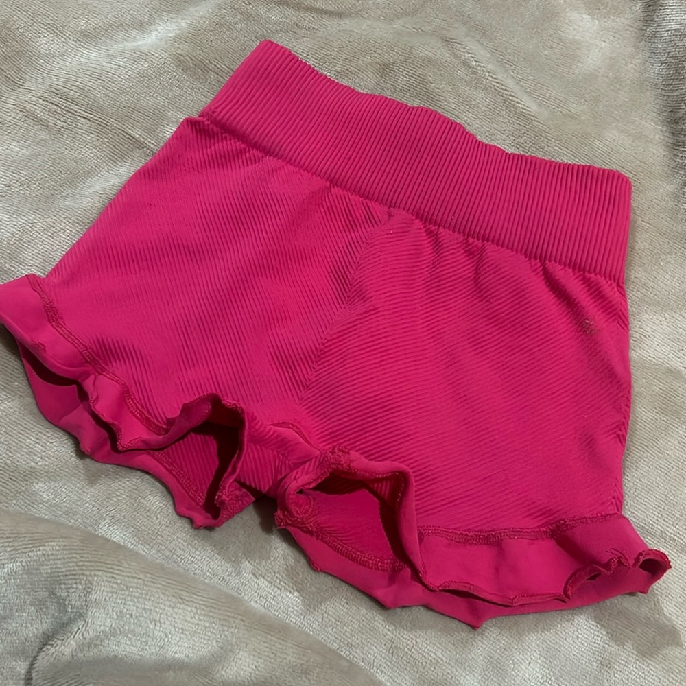 Free People Fuchsia Ribbed Athletic Shorts